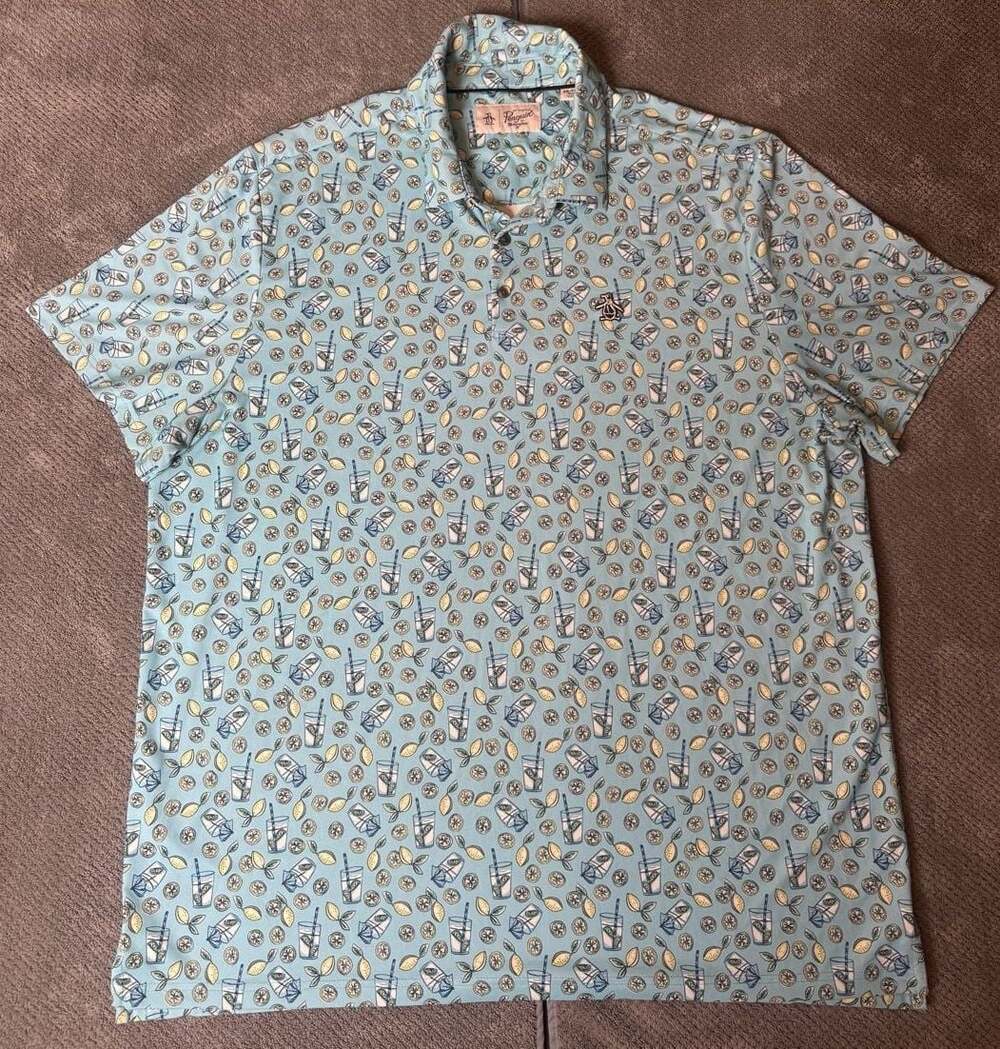 Original Penguin Men's Lemonade All Over Print Golf Polo Shirt XXL 1183